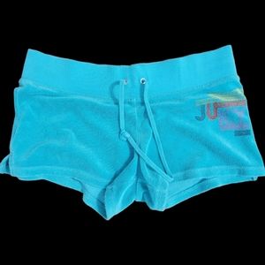 Juicy Couture teal blue terry cloth large shorts